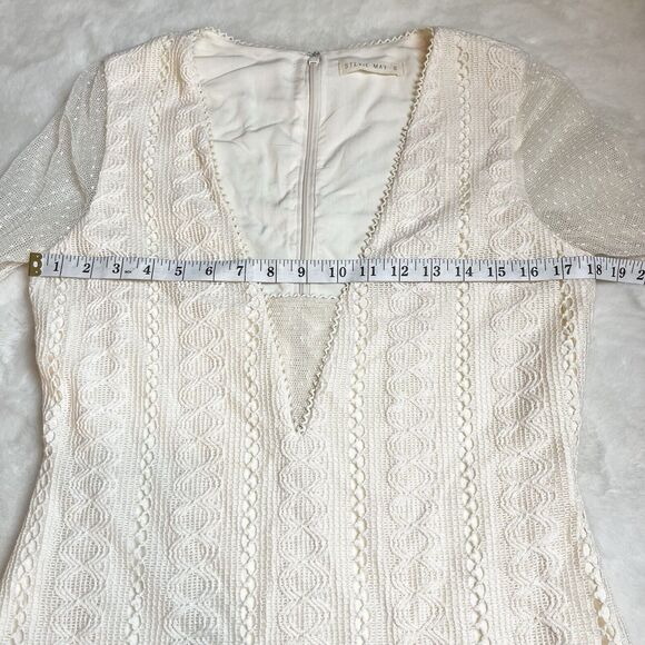 Stevie May Ivory Crochet Lace Long Sleeve Gallery Mini Dress Sz S - Picture 8 of 10
